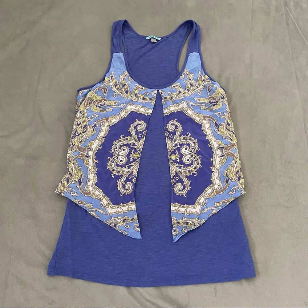 Anthropologie Leifnotes Periwinkle Ornate Paisley Sleeveless Blouse EUC Size S